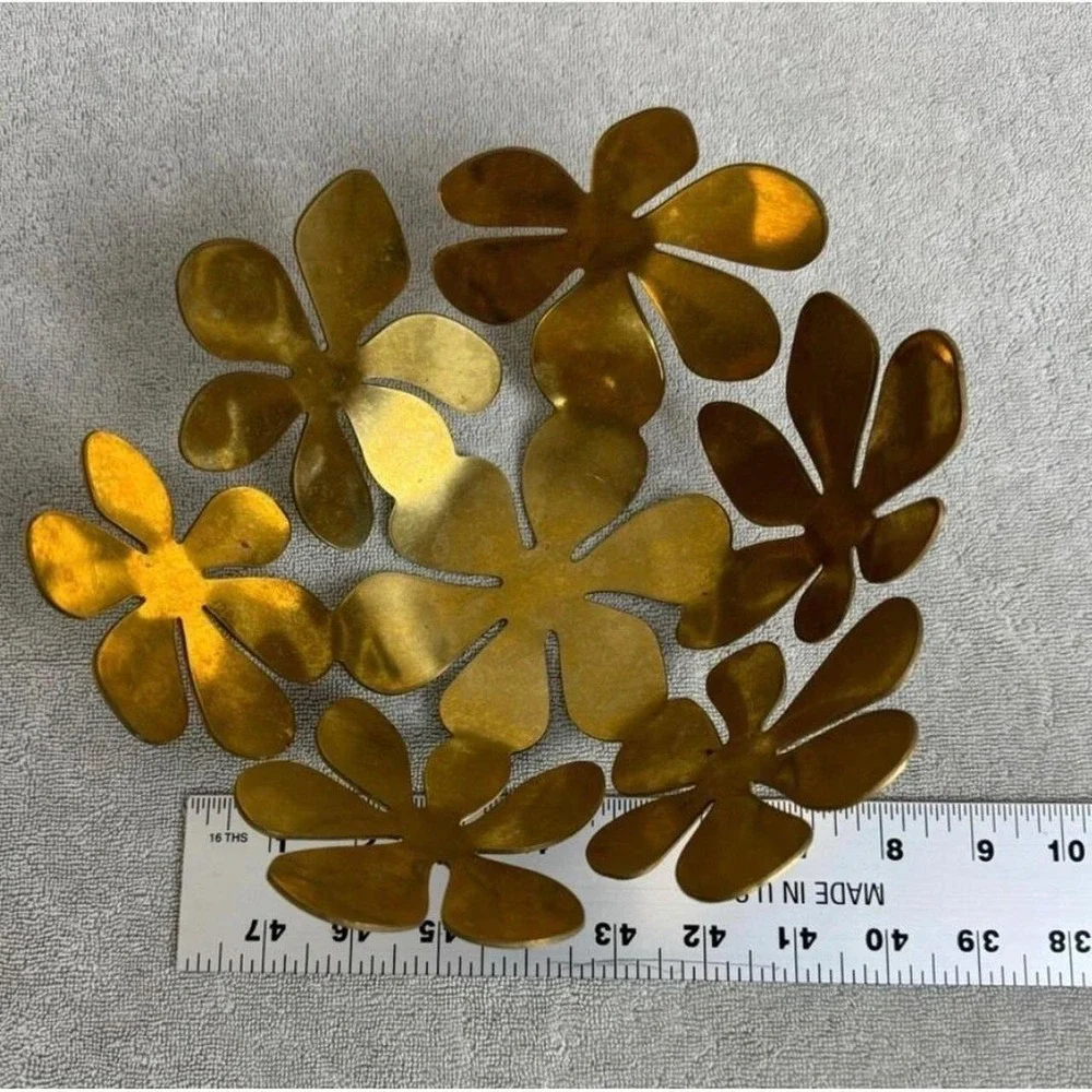 IKEA Brass Flower Bowl‎ Daisy Decor 8in Gold Excellent MCM Petal Design
